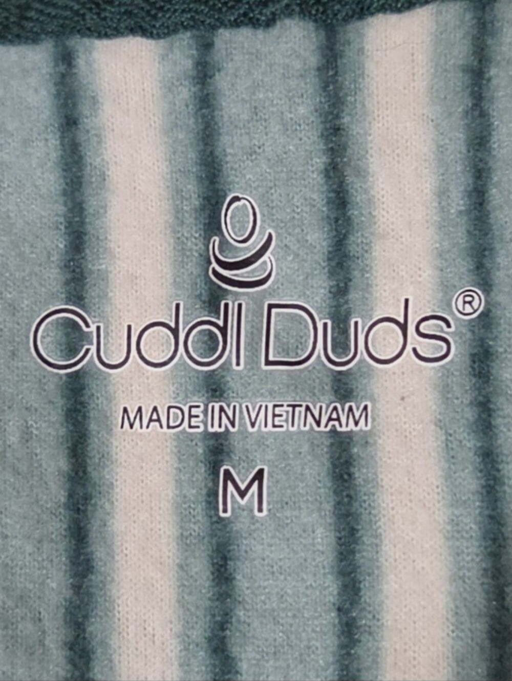 Cuddl Duds Green White Striped Pajama Set Long Sleeve Top Pants M - Picture 9 of 10